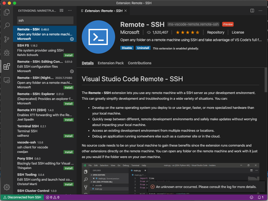 Visual studio code ssh remote настройка