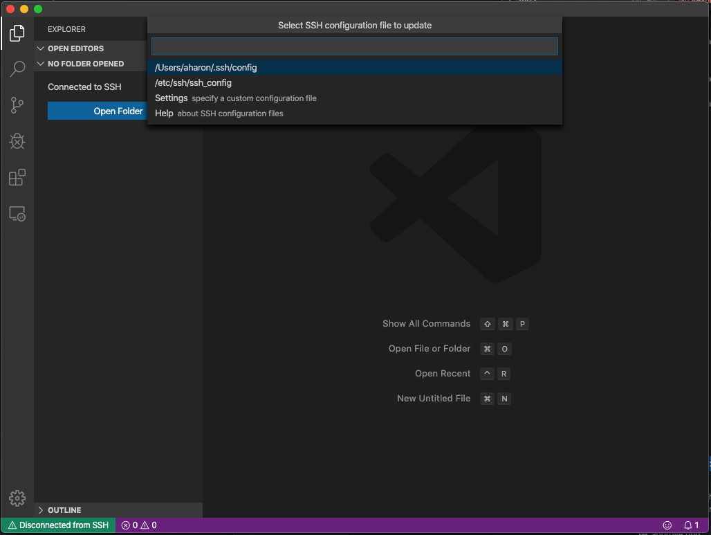 Visual studio code ssh remote настройка